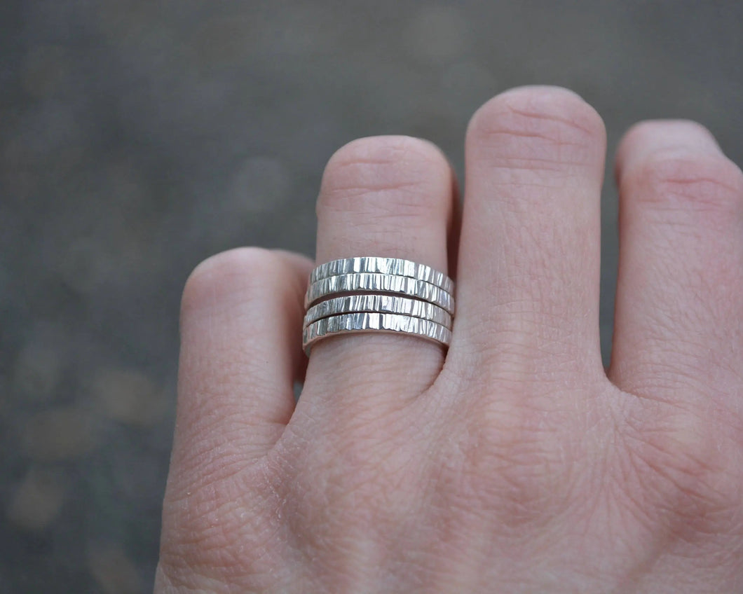 Bark Textured Stacking Rings