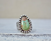 Turquoise 14K Bezel Bark Band Ring // Size 7.5