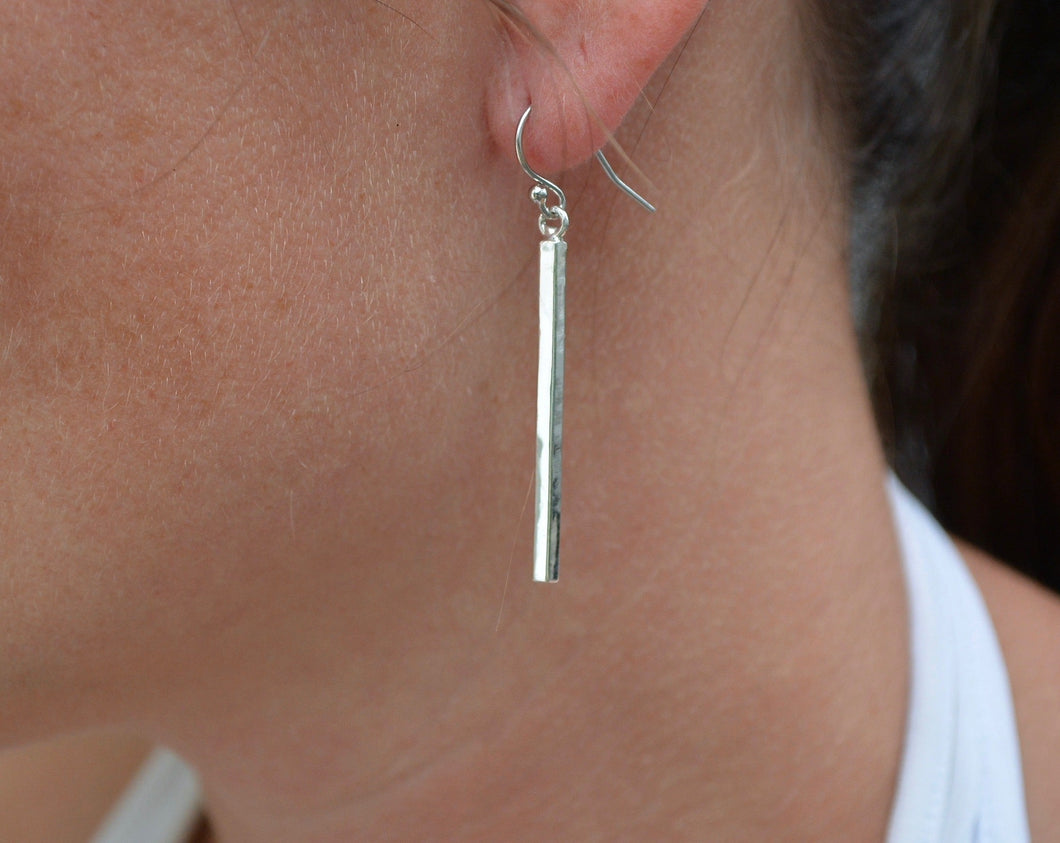 Recycled Sterling Bar Earrings