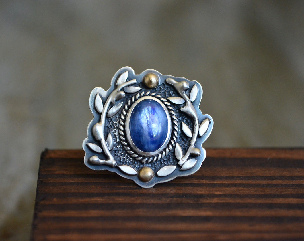 Kyanite Olive Branch Ring // Size 8