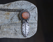 Peach Man in the Moonstone Feather Necklace