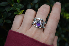 Amethyst Moon Ring Size 8.25
