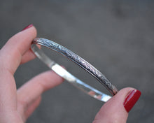 floral bangle bracelet sterling silver .925 handmade meshedesigns