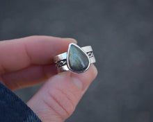 Labradorite Braided Wide Band Ring // Size 7