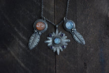 Peach Man in the Moonstone Feather Necklace