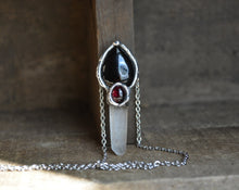 Onyx Garnet Quartz Point Necklace
