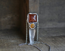 Carnelian Tigers Eye Quartz Point Necklace