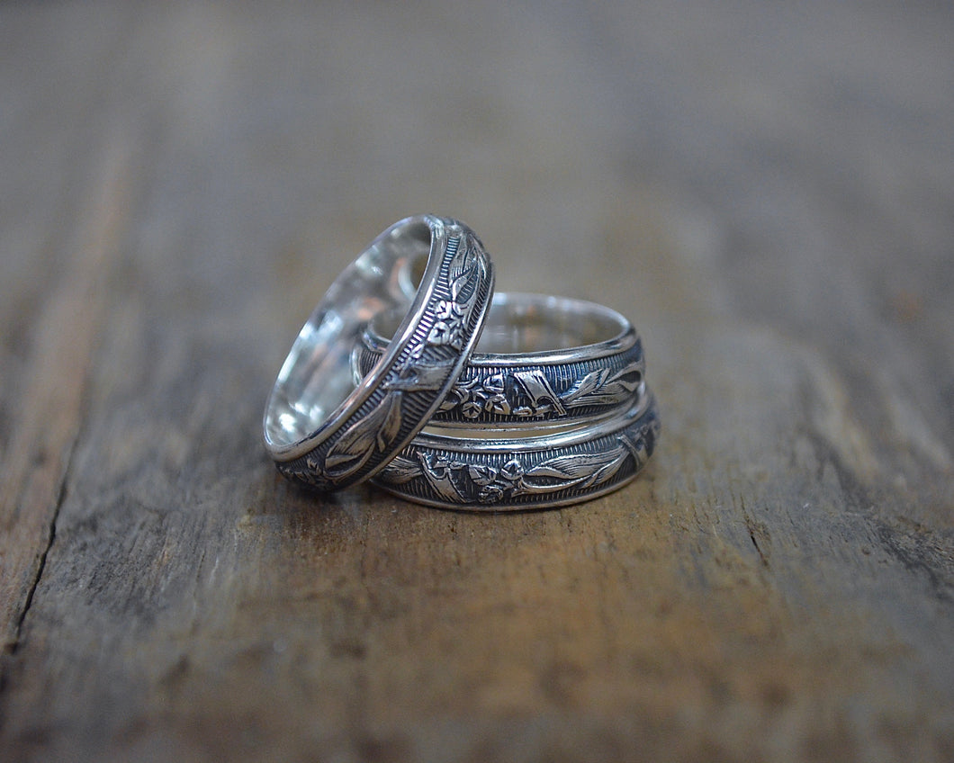 Leaf Pattern Sterling Silver Band