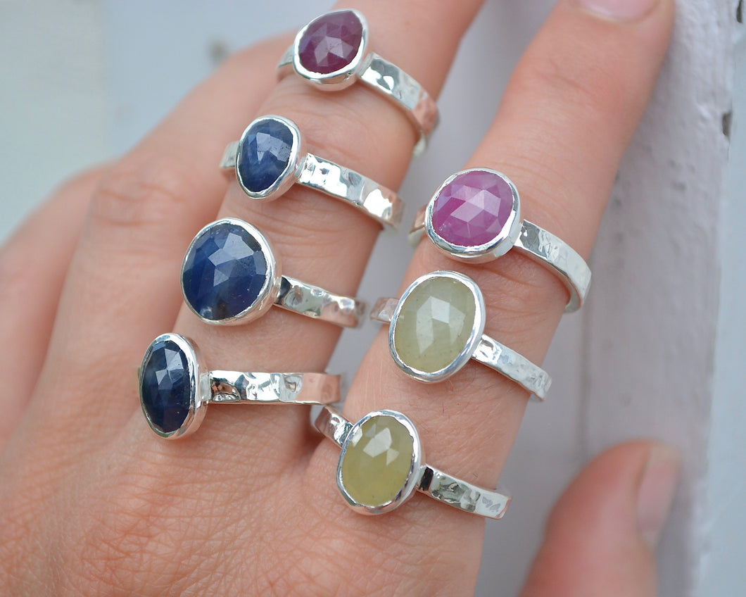 Rose Cut Sapphire Ring