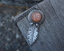 Peach Man in the Moonstone Feather Necklace