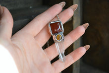 Carnelian Tigers Eye Quartz Point Necklace