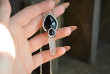 Onyx Garnet Quartz Point Necklace