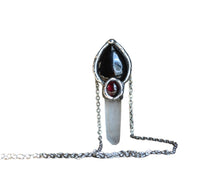 Onyx Garnet Quartz Point Necklace