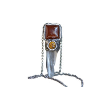 Carnelian Tigers Eye Quartz Point Necklace