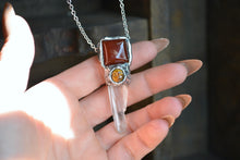 Carnelian Tigers Eye Quartz Point Necklace