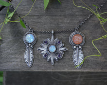 Peach Man in the Moonstone Feather Necklace