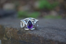 Amethyst Moon Ring Size 8.25