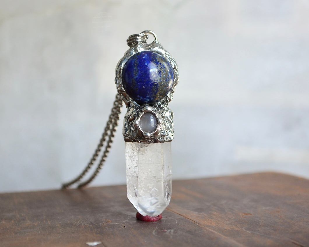 Lapis & Moonstone Crystal Wand