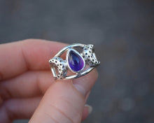 Amethyst Moon Ring Size 8.25