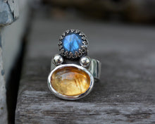 Labradorite Citrine Ring // Size 6