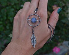 Man in Moonstone Feather Balance Necklace