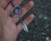 Man in Moonstone Feather Balance Necklace