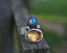 Labradorite Citrine Ring // Size 6