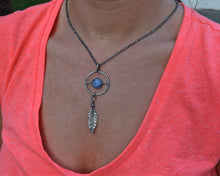 Man in Moonstone Feather Balance Necklace