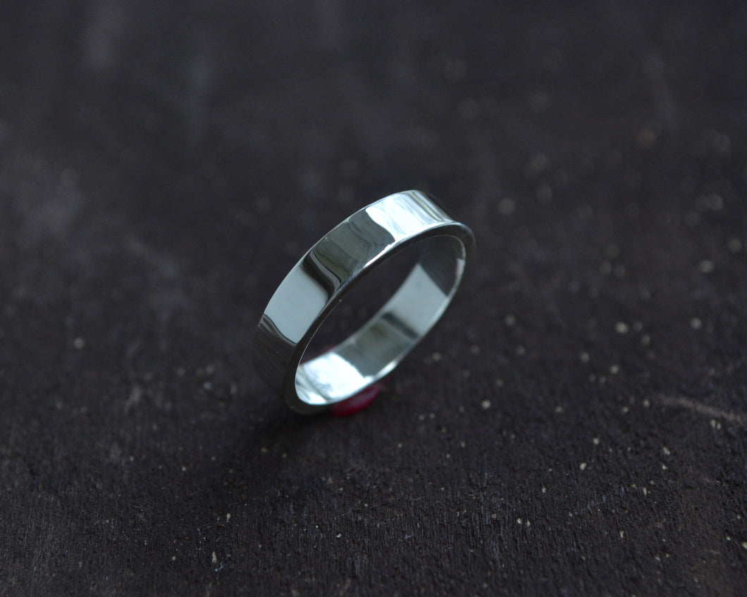 Medium Flat Sterling Silver Band