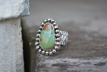 Turquoise 14K Bezel Bark Band Ring // Size 7.5