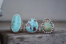 Turquoise 14K Bezel Bark Band Ring // Size 7.5