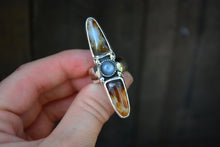 Agate Moonstone Double Shield Ring // Size 6.5