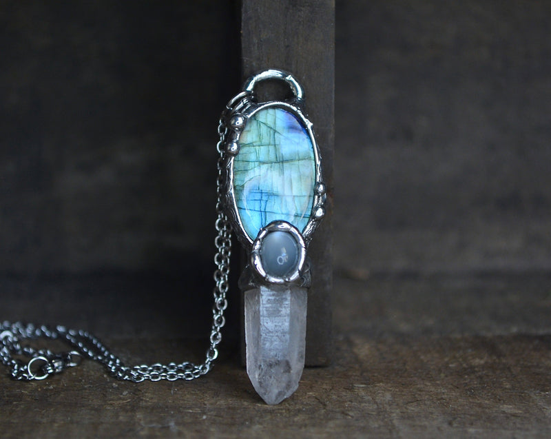 【美品】Navajo labradorite×moonstone バングル 美品】Navajo labradorite×moonstone バングル