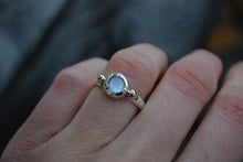 Rainbow Moonstone 14K Gold Sterling Ring // Size 6