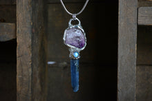 Amethyst Kyanite Wand Necklace