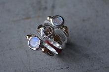 Rainbow Moonstone 14K Gold Sterling Ring // Size 6