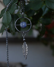 Man in Moonstone Feather Balance Necklace