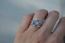 Rainbow Moonstone Four Point Ring Size 5.25
