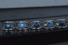 Rainbow Moonstone Double Banded Ring Size 7.25